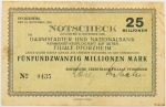 Numismática, Alemanha. Notscheck de 25 Milhões de Marcos 1923 VF