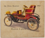 Colecionismo - Cromo ilustrado com veículo de época - De Dion Bouton - Todas as caracteristicas do veículo no verso - Origem Marselle - França - 7 x 5,8cm