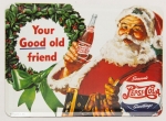 Colecionismo - Mini placa metálica com propaganda da PEPSI COLA - Tema Noel / Natal - Origem Berlim - Alemanha - 14x10cm