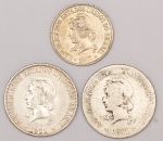 Numismática, Brasil. Lote com 3 peças em prata 2x 1000 réis + 2x 500 réis. Total 25g. 