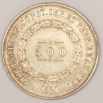 Numismática, Brasil. 500 réis. 1860. Prata. 