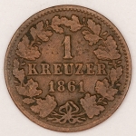 Numismática, Alemanha. Nassau 1861. Kreuzer. 