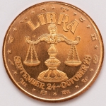 Numismática, USA.  Onça de cobre. Grande procura pela temárica. Signo Libra. 