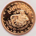 Numismática, USA.  Onça de cobre. Grande procura pela temárica. Signo Aquário. 