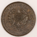 Numismática, Brasil. Bronze. 20 réis. 1904. Linda. 