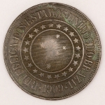 Numismática, Brasil. Bronze. 40 réis. 1909.