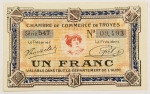 Numismática, França. Notgeld. 1 franco. FLor de estampa. 