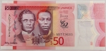 Numismática, Jamaica. 50 dolares. Polímero. 