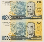 Numismática, Brasil. 2 cédulas Cem cruzeiro AA. 