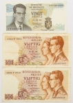 Numismática, Bélgica. 3 cédulas. 