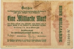 Numismática, Alemanha. 1 bilhão de marcos. 1923. 