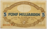Numismática, Alemanha. 5 bilhões (milliarden) de marcos. 1923. Linda cédula 145x90mm. 