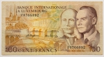 Numismática, Luxemburgo. 100 francos. 