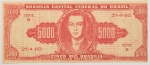 Numismática, Brasil. 5000. Brasilia. 1960. Borda aparada. 