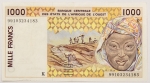 Numismática, África Ocidental. Senegal. 1000 francos. Alta cotação. 