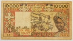 Numismática, África Ocidental. 1977-1992. 10.000 francos. Letra A. Altíssima cotação. 