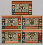 Numismática, Alemanha. Notgeld. Série América. 5 peças. Inclui Rio de Janeiro. 