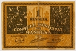 Numismática, Espanha. 1 peseta. Com fita adesiva. 