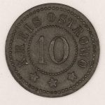 Numismática, Alemanha. Notgeld. Proveniente de coleção europeia. Pfennig. rara. Ostrowo. Norte da Polônia. 