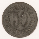 Numismática, Alemanha. Notgeld. Proveniente de coleção europeia. 50 pfennig. 1918. Reutingen. Linda. 