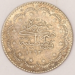 Numismática, Império Otomano. 5 kurush. Prata. 5,9g