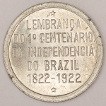 Numismática, Brasil. Ficha do 1º centenário da Independência. 1922. Perfeita. 33mm. 