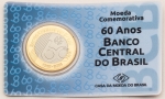 Numismática, Brasil. Cartela Casa da Moeda. 1 real. 60 anos BC. 