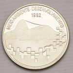 Numismática, Brasil. 2000 cruzeiros. 1992. Prata 27g. Meio ambiente. 