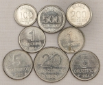 Numismática, Brasil. Lote com 8 moedas do Brasil, anos 1983, 1984 e 1985.