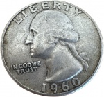 USA - QUARTER DOLLAR 1960 - PRATA 0.900 Km#164