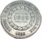 Brasil - 1.000 RÉIS de 1856  PRATA 