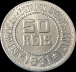 Brasil - 50 RÉIS de 1931 - FLOR CUNHO - APENAS 20.000 PÇS - CAT. MARCA 2023 FC RS 900