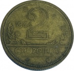 Brasil - 2 CRUZEIROS de 1944 - SEM SIGLA -  ESCASSA 