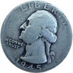 USA - QUARTER DOLLAR de 1945-S - PRATA 0.900 - Km#164