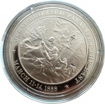 USA - Coleção Medalhas puro BRONZE 34g 45mm - A Historia dos ESTADOS UNIDOS - FATOS ANO A ANO 1888 -  GREAT BLIZZARD PARALYSES  THE EAST