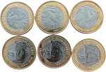 Brasil - 6 Moedas tiradas do SACHÊ - sendo 3 PÇS de 25 anos BEIJA FLOR e 3 PÇS de 30 Anos do PLANO REAL - FC