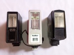 LOTE CONTENDO TRÊS ANTIGOS FLASHES. ROTOR BLITZ 2000, KAKO 818 E  FRATA. SEM GARANTIA DE FUNCIONAMENTO.