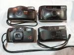 Lote contendo quatro antigas câmeras fotográficas. Kodak Star 735, Fuji DL-25N, Pentax PC-50 e Yashica YK-35. Para conserto ou retirada de peças.