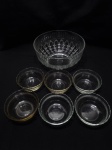 Lote de bowl com 6 cumbucas em vidro temperado. Medindo o bowl 24cm x 12cm de altura.
