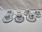 Lote de 7 xícaras de café em porcelana, modelos diversos.