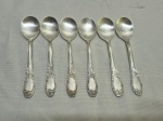 Jogo de 6 colheres de sorvete em prata 90 Wolff cabo trabalhado. Medindo 13,5cm de comprimento.