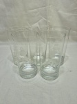 Jogo de 5 copos longos de água, suco em cristal lapidado. Medindo 7,5cm x 14,5cm de altura.