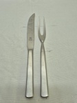 Garfo trinchante e facão em aço inox Hercules Gelodur. Medindo a faca 28,5cm de comprimento, garfo 26cm de comprimento.