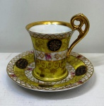 Xicara de Café em porcelana -  Francesa  - RETRATO PINTADO (Napoleão)  - Xicara 6 cm ; Pires 10 cm- (SA7)