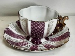 Xicara de Café em porcelana -  Alemã - GIBO BAV/ POLICROMIA LILAS  - Xicara 5 cm ; Pires 11 cm- (SA15)