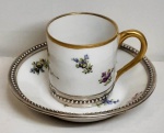 Xicara de Café em porcelana -  Alemã - BORDA DE PRATA  - Xicara 4 cm ; Pires 8,5 cm- (SA20)