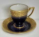Xicara de Café em porcelana -  Alemã - ECHT KOBALT  - Xicara 7 cm ; Pires 11,5 cm- (SA32)