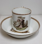 Xicara de Café em porcelana -  Alemã - MEISSEN - Xicara 7 cm ; Pires 14 cm- (SA53)