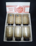 CONJUNTO COM 06 COPOS PARA ÁGUA / SUCO -  VIDRO CISPER - ÂMBAR - MEDINDO 12 CM CADA - SEM USO