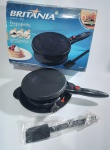 PANQUEQUEIRA ELÉTRICA BRITÂNIA 220V - ACOMPANHA ESPÁTULA - NÃO TESTADA - NO ESTADO.
